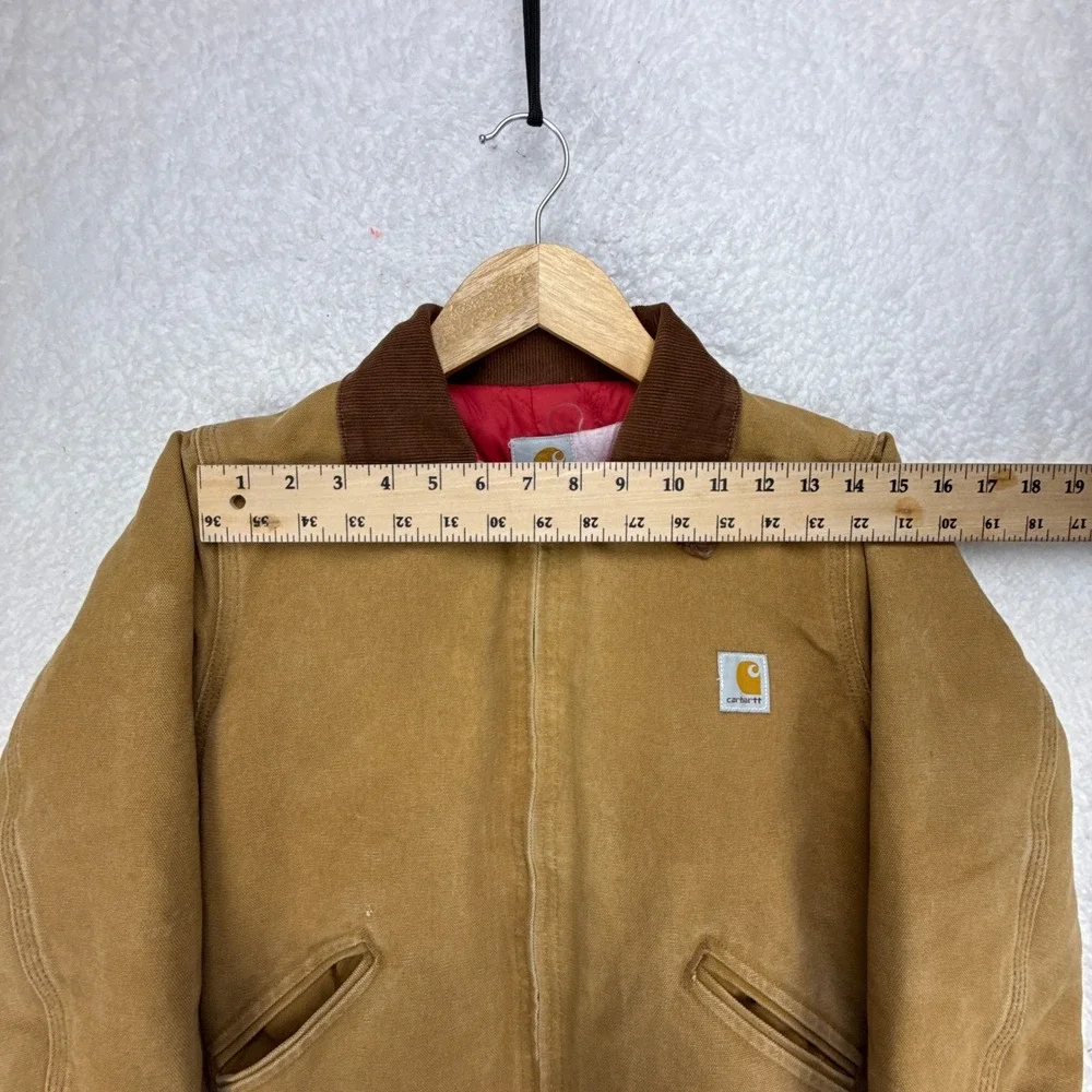 Carhartt‎ Detroit Jacket Quilt Lined Youth Medium Y20 BRN Brown Red Lining